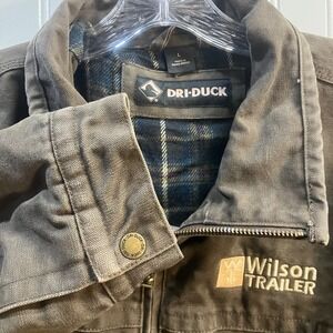 Dri Duck Maverick Mens Brown Canvas Flannel Lined Work Jacket   Large Barn Coat